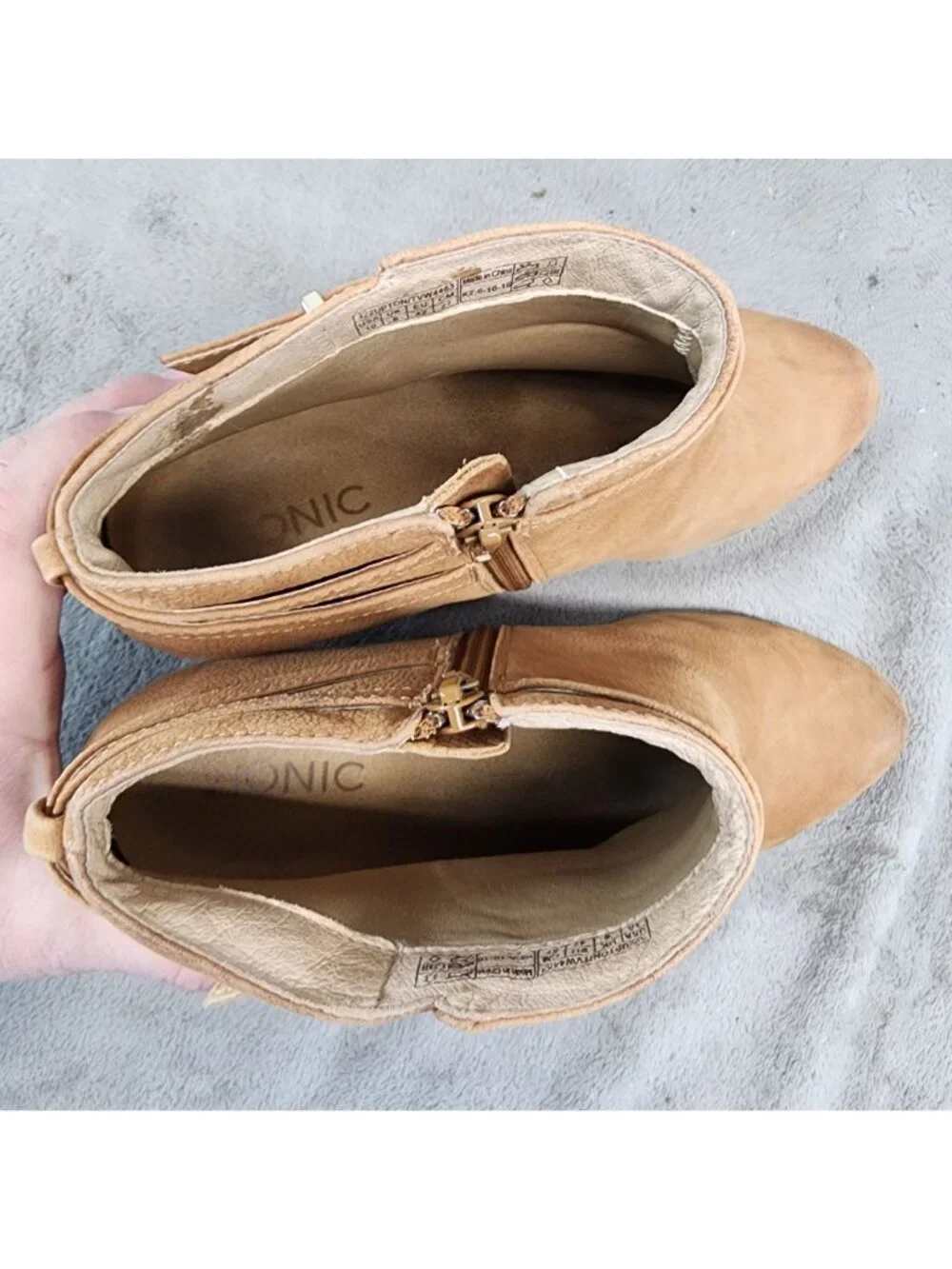 Vionic Shoes Womens Size 10 Brown Leather Upton Side Zip Ankle Boots *Read*